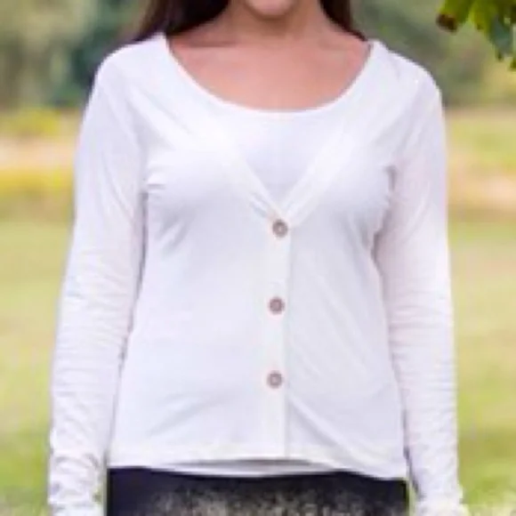 Maggie's Organic Slub Cardigan white size Small - Picture 1 of 5